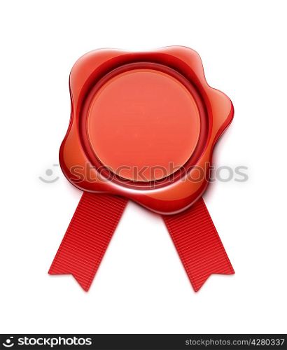 Vector illustration of red wax seal with ribbons and copy space for your own text and images