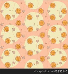 Vector illustration of retro abstract flowers Background. Pastel shades floral pattern.