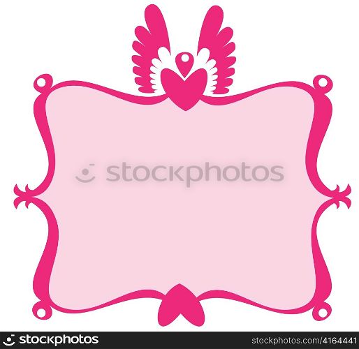 Vector illustration of retro decorative frame with heart and scroll design elements