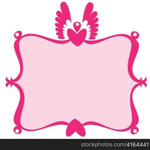 Vector illustration of retro decorative frame with heart and scroll design elements