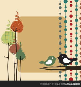 Vector Illustration of retro nature design greeting card with copy space for your text