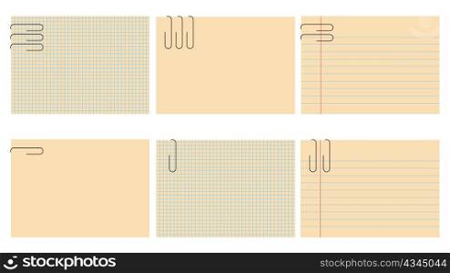 Vector illustration of retro notepad sheets set. The sheets are blanked, so you can put your own text.