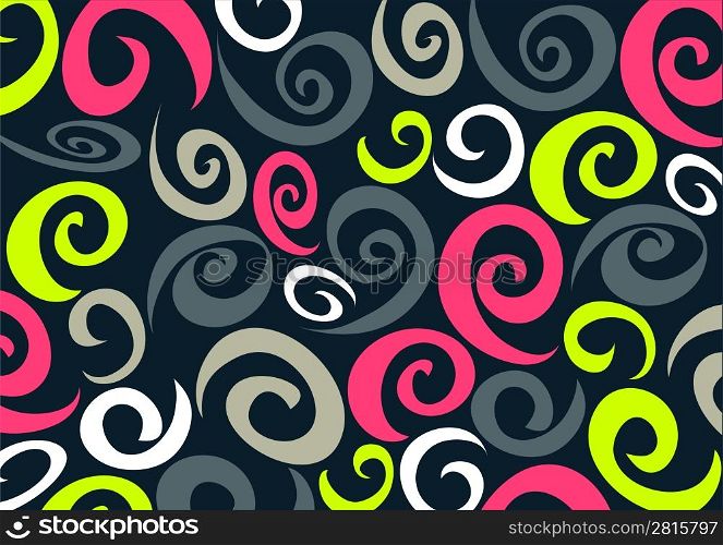 Vector illustration of Retro pattern background in curly style