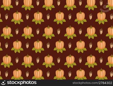 Vector illustration of retro pattern made of acorn and pumpkin shapes
