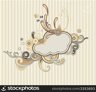 Vector illustration of retro styled design frame made of floral and ornamental elements.