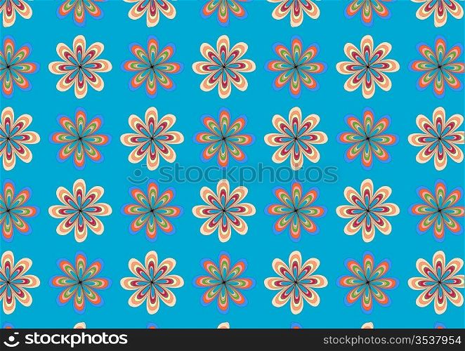 Vector illustration of round flowes abstract pattern on navy blue background