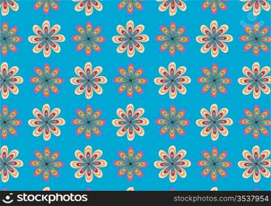 Vector illustration of round flowes abstract pattern on navy blue background