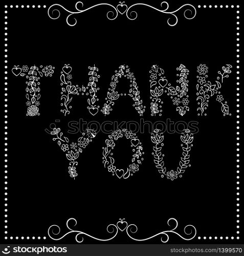 Vector illustration of &rsquo;Thank you&rsquo; text on black background
