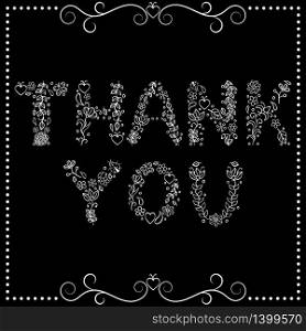 Vector illustration of &rsquo;Thank you&rsquo; text on black background