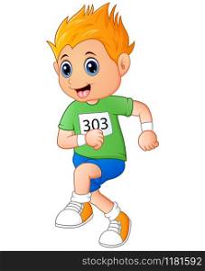 Vector illustration of Running boy cartoon
