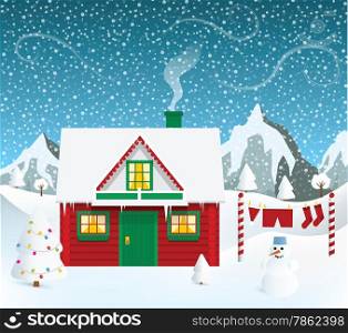 Vector illustration of Santas house