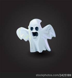 Vector illustration of scary ghost over black background. Threat, horror, fear. Halloween concept. Can be used for topics like holiday, fairytale, paranormal activity