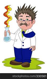 Vector illustration of scientist after a failed experiment.