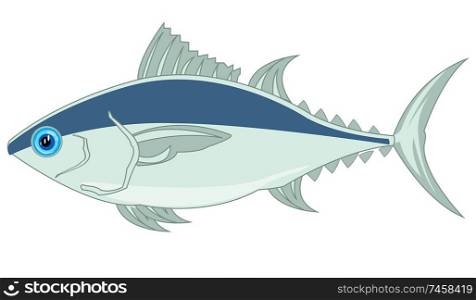 Vector illustration of sea commercial fish tunny. Fish tunny on white background is insulated