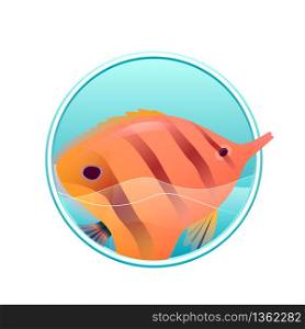 Vector illustration of sea fish and sea in the circle for logos, icons, design elements for your creativity. Vector illustration of sea fish and sea in the circle for logos,