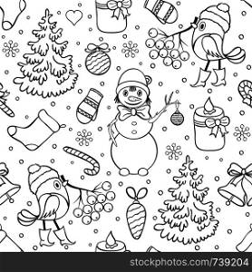Vector illustration of seamless christmas pattern.Coloring page for children and adult.. seamless christmas pattern