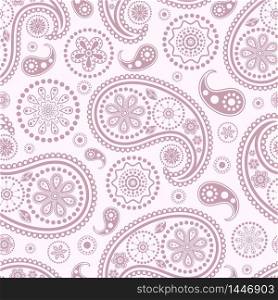 Vector illustration of seamless paisley pattern on pastel background