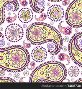 Vector illustration of seamless paisley pattern on white background