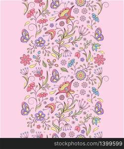 Vector illustration of seamless pattern with abstract flowers.Floral background