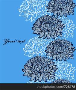 Vector illustration of seamless pattern with abstract hand drawn chrysanthemums