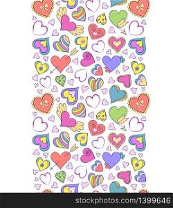 Vector illustration of seamless pattern with colorful hearts