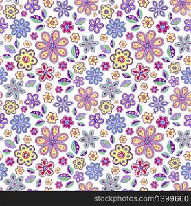 Vector illustration of seamless pattern with pastel flowers on white background.. seamless pattern with pastel flowers