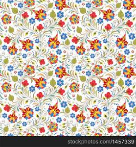 Vector illustration of seamless pattern with traditional russian floral ornament.Khokhloma.. russian floral ornament