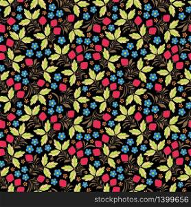 Vector illustration of seamless pattern with traditional russian floral ornament.Khokhloma.. traditional russian floral ornament.