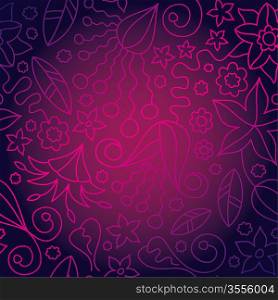 Vector Illustration of Seamless Pink Flower Wallpaper