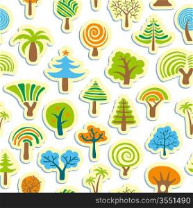 Vector Illustration of Seamless Tree Background or Wallpaper