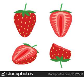 Vector illustration of set fresh strawberry isolated on white background