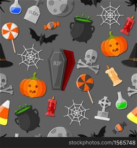 Vector illustration of Set of flat halloween icons