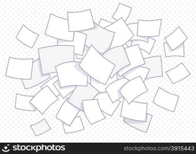 Vector illustration of set of flying business documents on dot background. Hand draw line art design for web, site, advertising, banner, poster, board and print.