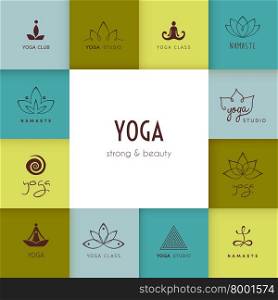 Vector illustration of Set of logos for a yoga studio. Set of logos for a yoga studio