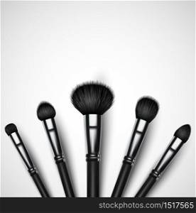 Vector illustration of Set of makeup brushes on white background