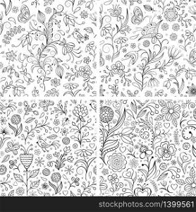 Vector illustration of set with floral patterns.Floral backgrounds.