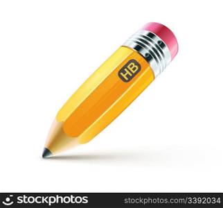 Vector illustration of sharpened fat yellow pencil isolated on white background