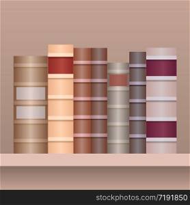 Vector illustration of shelf with old books.Realistic books in row separately from the background. Vector illustration of shelf with old books.Realistic books in r