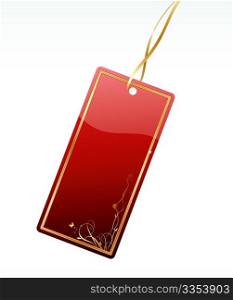 Vector illustration of shiny red price tag with floral decoration element