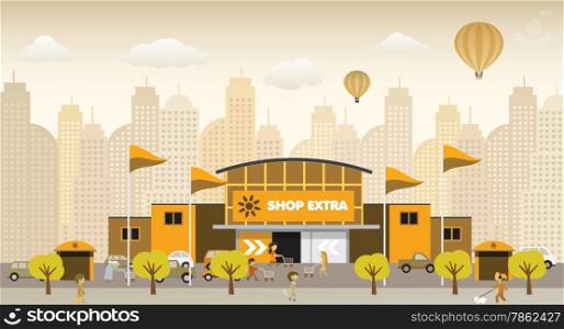 Vector illustration of shopping center