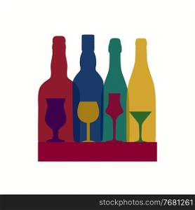 Vector Illustration of Silhouette Alcohol Bottle Background EPS10. Vector Illustration of Silhouette Alcohol Bottle Background
