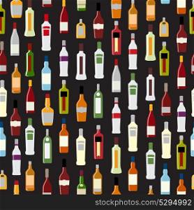 Vector Illustration of Silhouette Alcohol Bottle Seamless Pattern Background EPS10. Vector Illustration of Silhouette Alcohol Bottle Seamless Patter