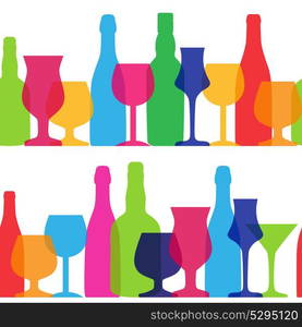 Vector Illustration of Silhouette Alcohol Bottle Seamless Pattern Background EPS10. Vector Illustration of Silhouette Alcohol Bottle Seamless Patter