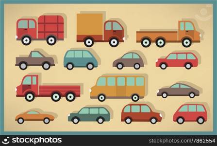 Vector illustration of simple cars collection