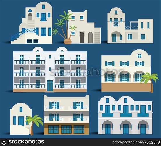 Vector illustration of simple greek houses (orient style)