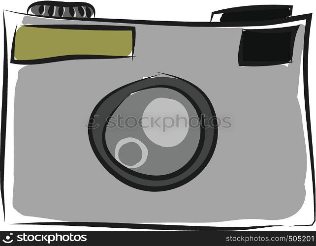 Vector illustration of simple grey photo camera on white background.