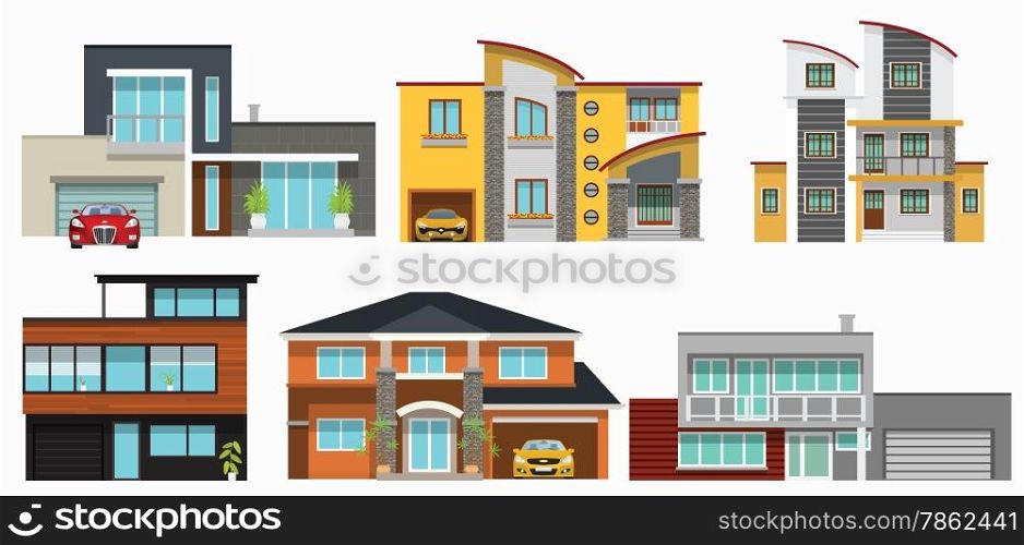 Vector illustration of simple modern city houses