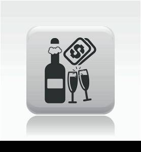 Vector illustration of single champagne icon . Vector illustration of single isolated champagne icon
