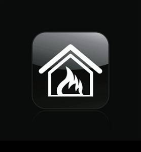 Vector illustration of single fire home icon. Vector illustration of single isolated fire home icon