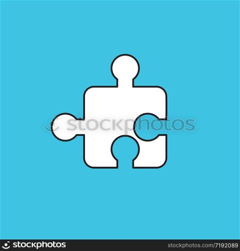 Vector illustration of single jigsaw puzzle piece. Blue background.